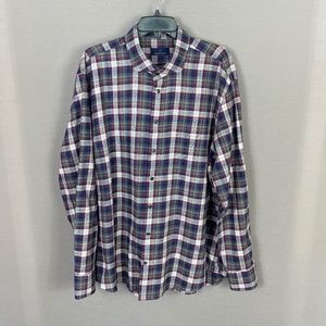 Toscano Mens Long Sleeve Plaid Button Up Shirt in Grey Navy Red Size XXL